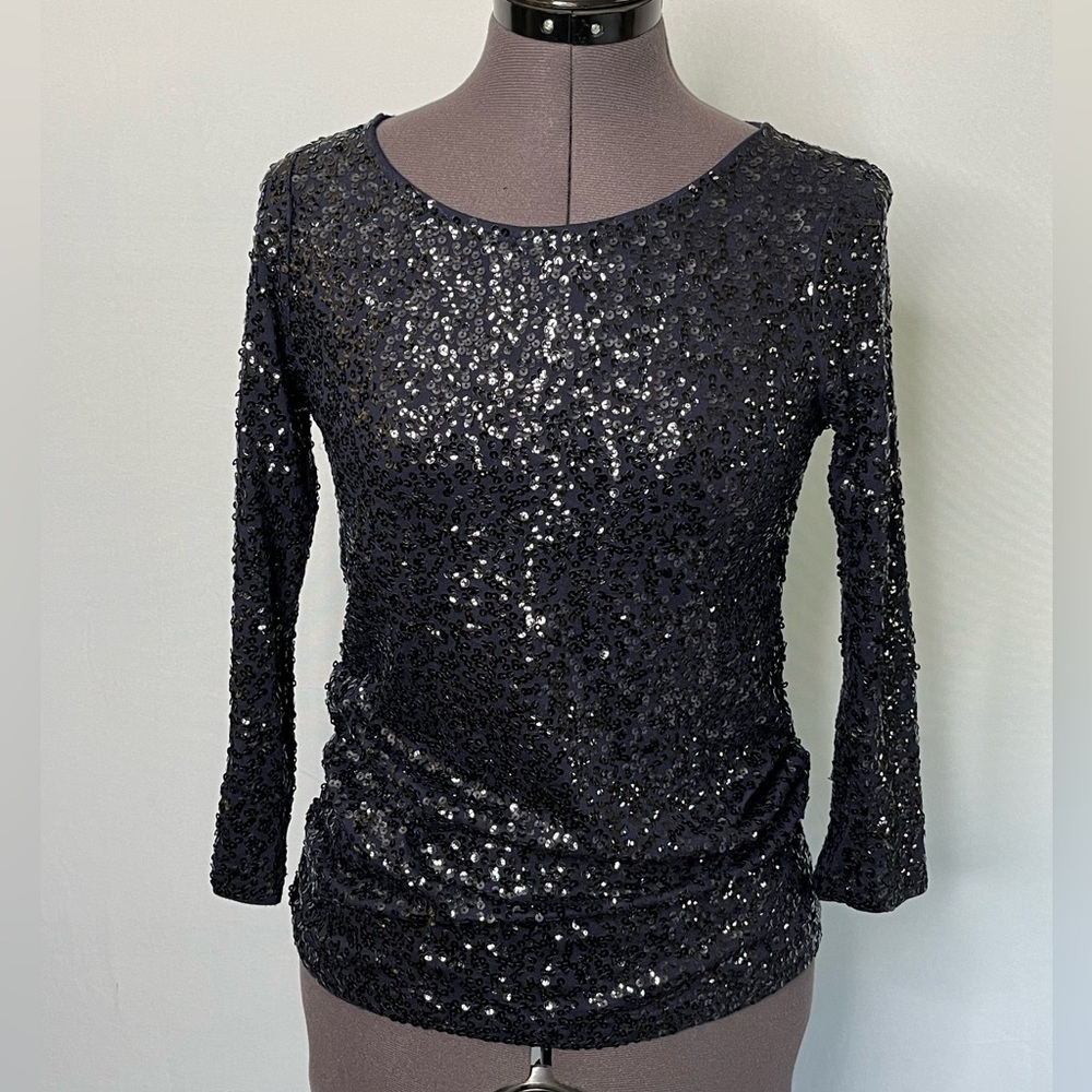 J. Crew Navy Blue Sequin Top